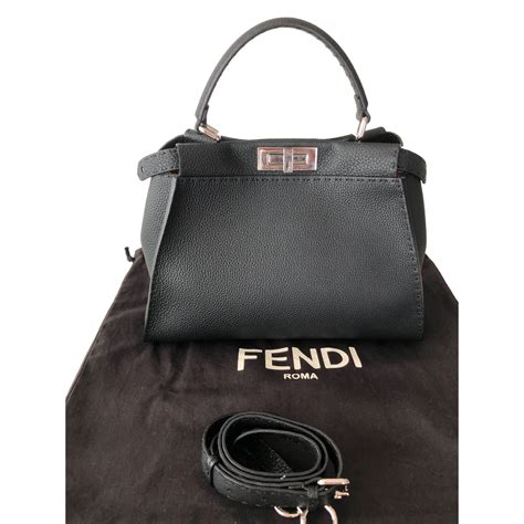 fendi black leather purse|preowned fendi bag.